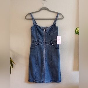 Juicy Couture Jean Sweatheart Neckline Full Zip Coquette Girl Casual Denim Mini